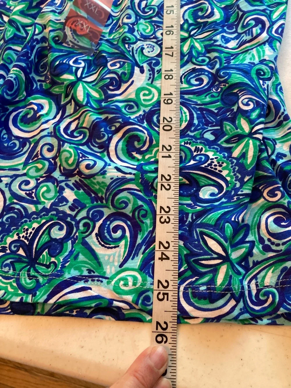 Printed Peasant Blouse in Blue & Green Swirl - Picture 6 of 8